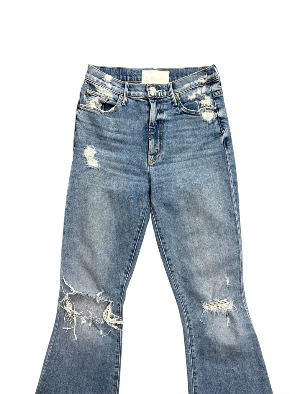Mother Superior The Super Cruiser Jeans On Holy Ground Wash Flare Distress Sz 26